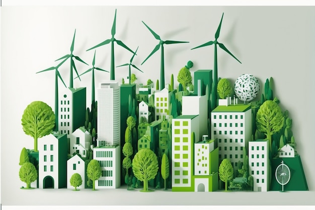 Environmental friendly green city with sustainable energy conservation