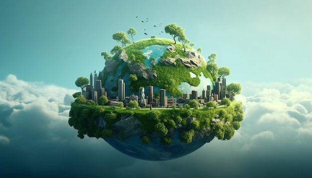 환경 친화적 인 세계 지구 날 개념