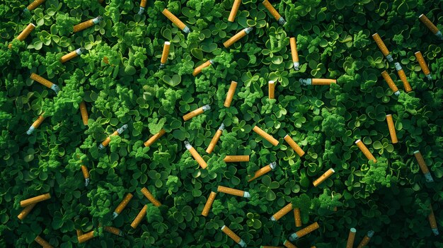 Environmental Neglect with Cigarette Butts on Clovers