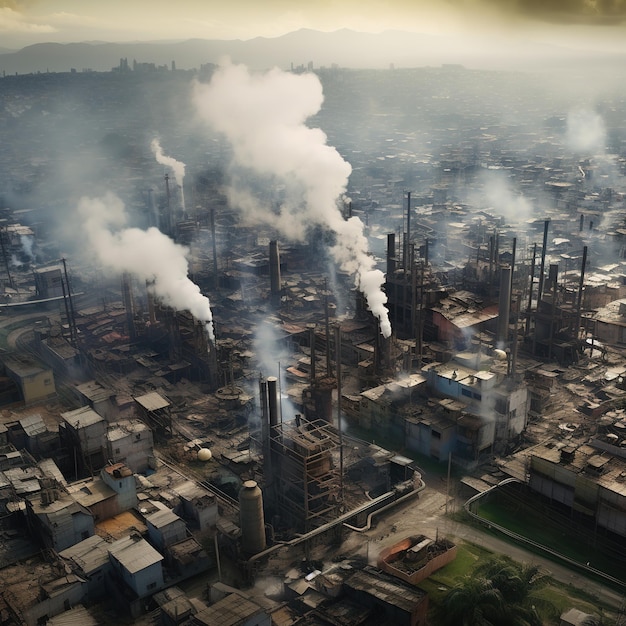 공장 및 공장 에서 나오는 연기 배출 로 인한 환경 오염