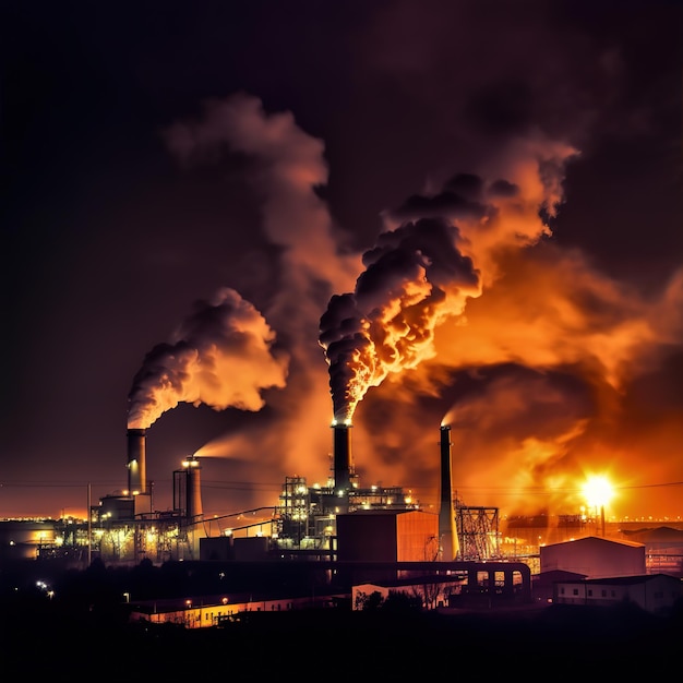 Environmental pollution caused by smoke emissions from factories and plants