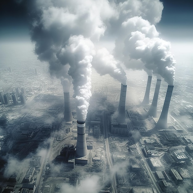 Environmental pollution caused by smoke emissions from factories and plants