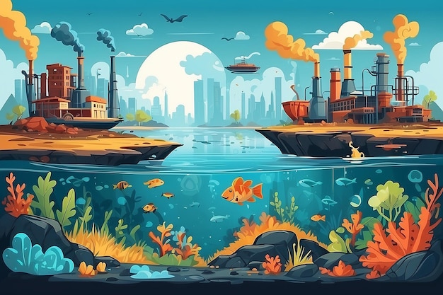 Photo environmental pollution concept art vector in cartoon style