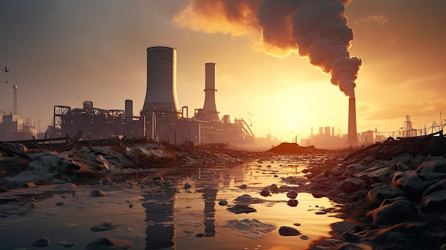 환경 오염 개념 산업 공장에서 나오는 연기 기둥 유해한 생산은