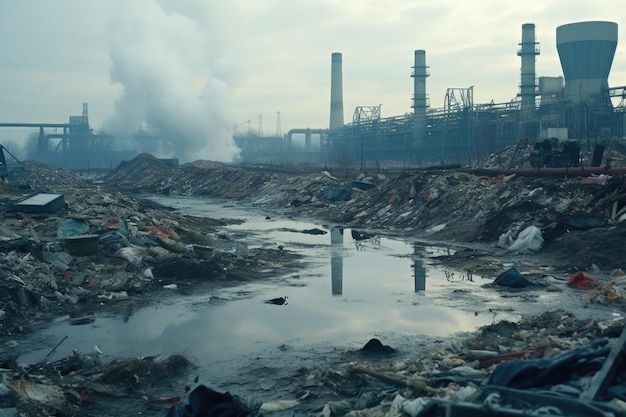 Foto inquinamento ambientale rifiuti pericolosi e nocivi fumi tossici inquinamento del suolo e dell'aria crisi di problema globale