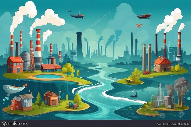 Photo environmental pollution set