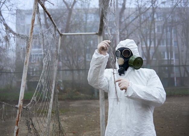 Environmentalist collecting samples for laboratory test on street