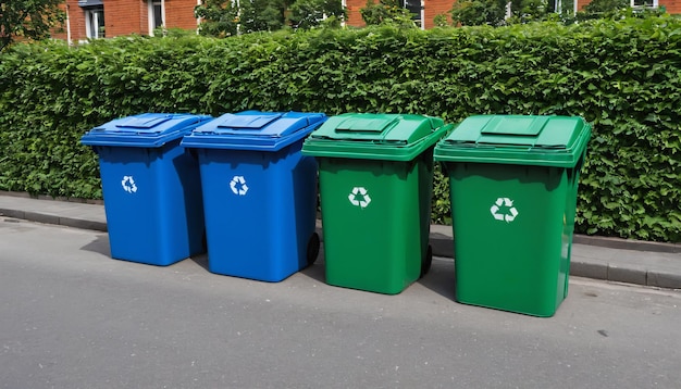 Photo environmentally friendly separate garbage collection bins