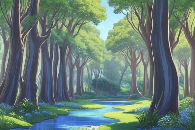 Envision a captivating natureinspired background that transports you to a peaceful forest setting