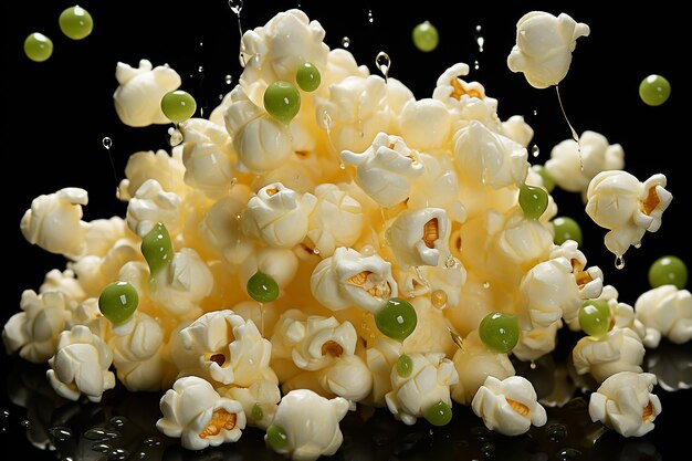 Foto immagina i chicchi di popcorn che si aprono con l'ai generato