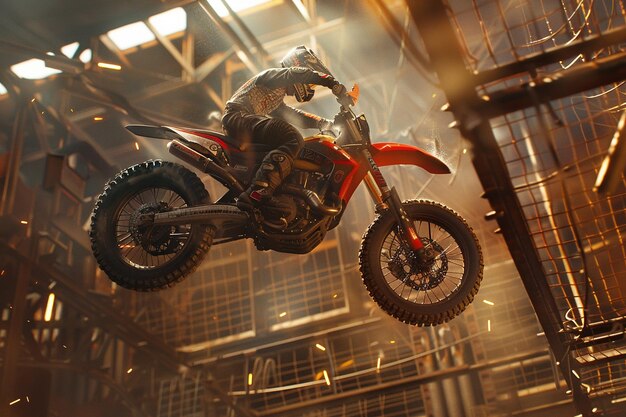 Photo envision the thrill of the daredevil stunt motorcy generative ai