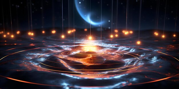 epic 3d hologram wireframe with intricate data streams in quantum computing core concept quantum computing hologram technology data streams 3d wireframe intricate design