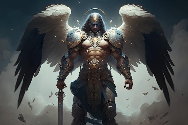 鎧と翼を持つ天国の叙事詩大天使戦士騎士パラディン天使ファンタジー生成ai