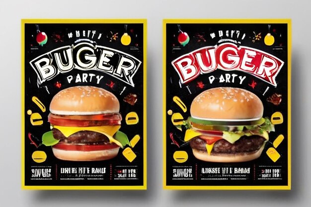 Epic burger party flyers templates