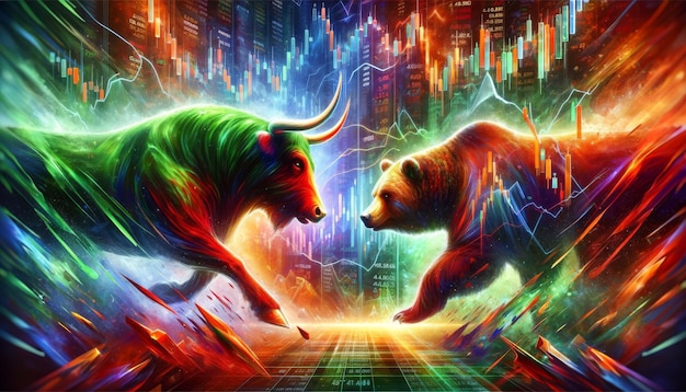 Foto epic clash of markets il toro e l'orso nel combattimento digitale