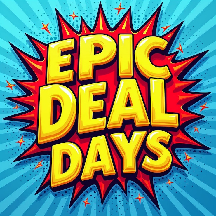 Foto epic deal days pop art stijl verkoop typografie