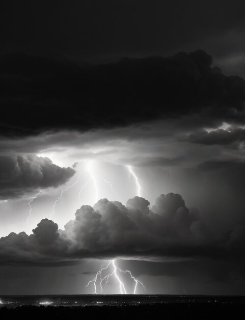 暗い雲と雷雨の壮大な夕空のパノラマ