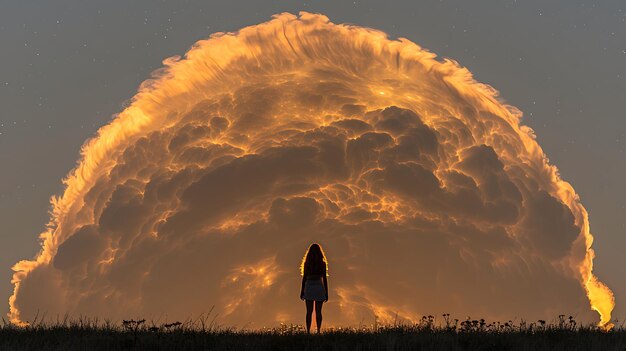 写真 雲の中での壮大な満月の写真