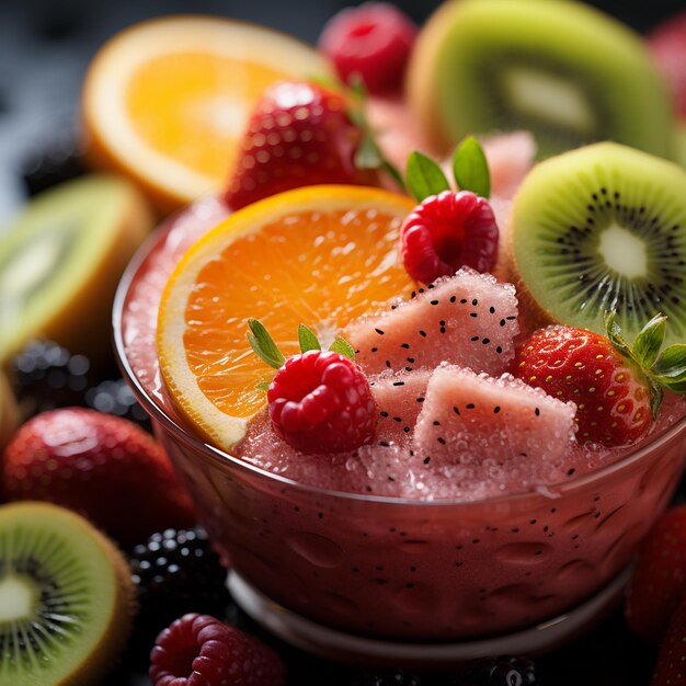 Epic Fusion Extreme Macro Symphony of Fresh Fruit Smoothie