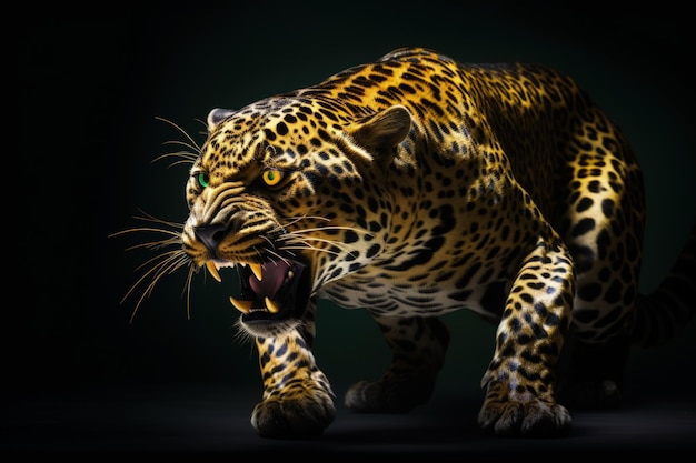 Epic gold jaguar jump Generative AI