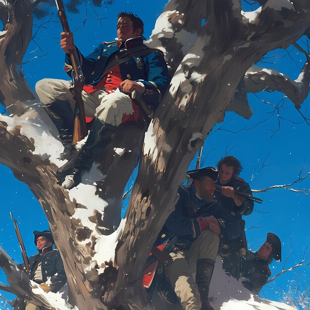 Photo epic history reenactment colonial soldier