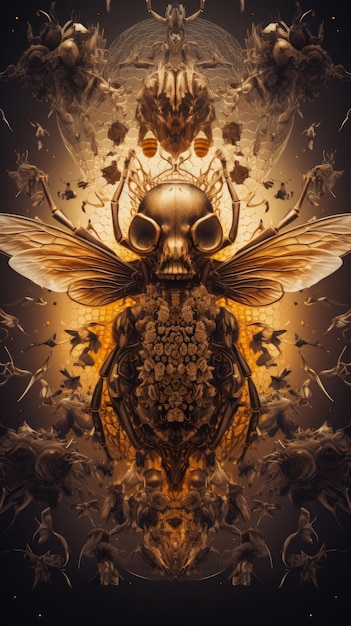 Epic Honey Bee Hive Geometrische Cube Queen Bee Concept Generatieve AI