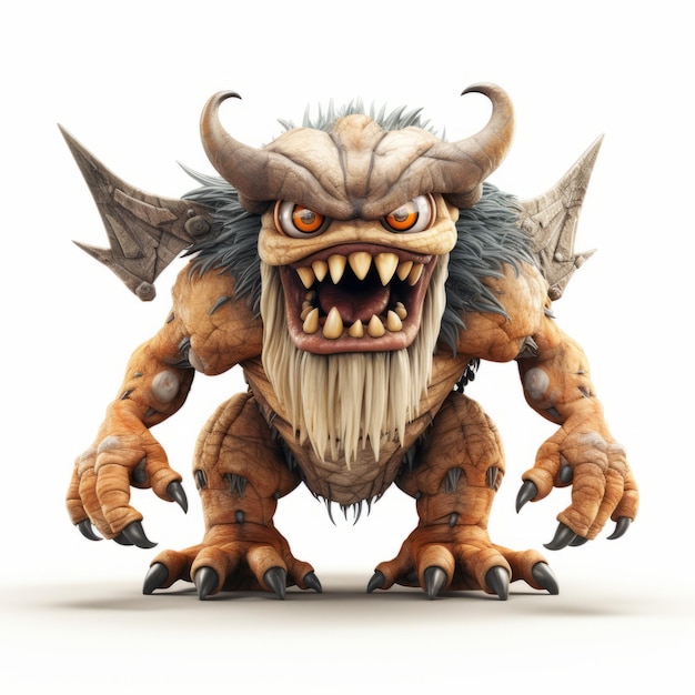 Photo epic hyperdetailed 3d monster on white background