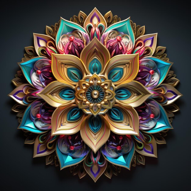 Epic Mandala Multicolour 3d Greeting Card Generative AI