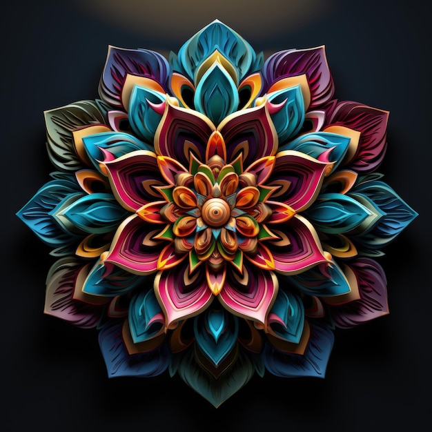 Photo epic mandala multicolour 3d greeting card generative ai