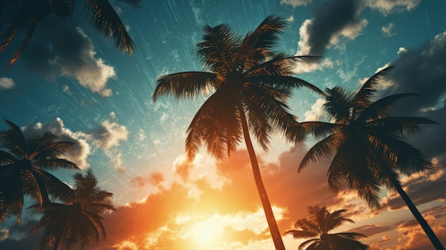 Epic Palm Tree On Stormy Sky Generative AI