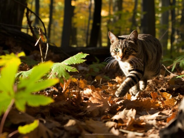 Foto foto epica di un gatto in movimento in stile national geographic