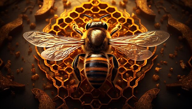 Epic photograph shot of a honey bee illustration