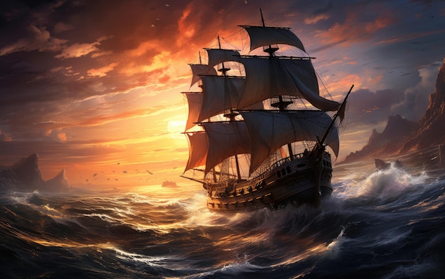 An Epic Pirate Adventure Sailing the High Seas Generative AI