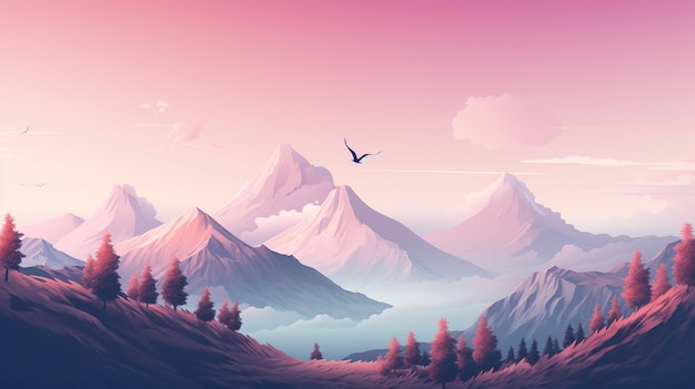 epic scene mountains vectorial