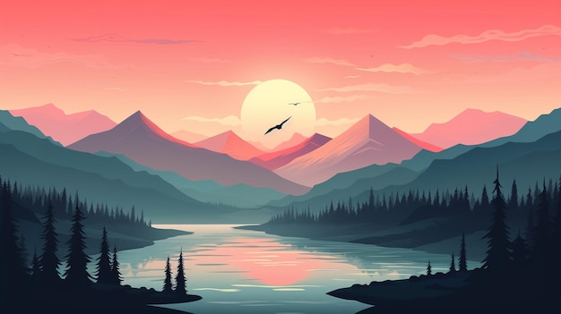 Photo epic scene mountains vectorial