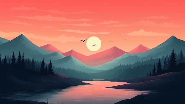 Photo epic scene mountains vectorial