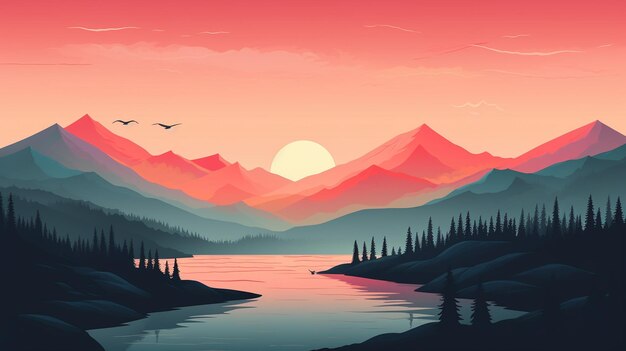 epic scene mountains vectorial