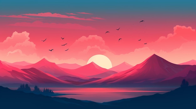 epic scene mountains vectorial