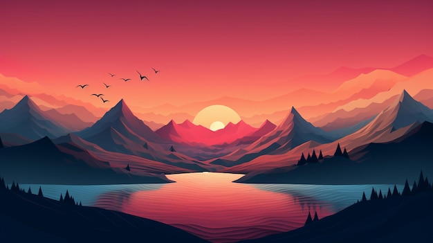 epic scene mountains vectorial