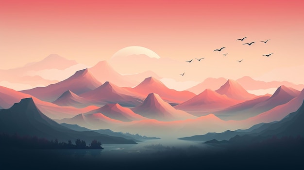 Photo epic scene mountains vectorial