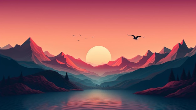 epic scene mountains vectorial