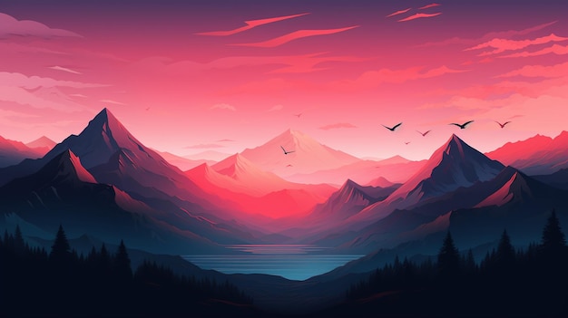 epic scene mountains vectorial