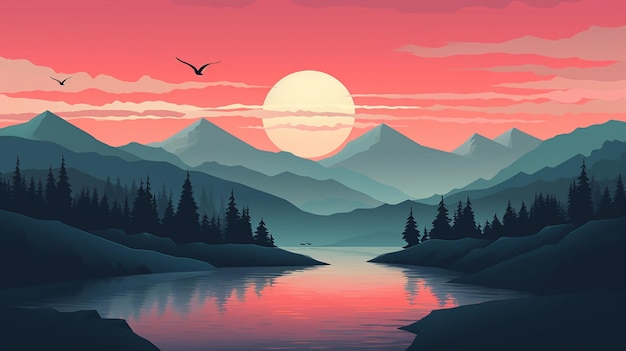 Photo epic scene mountains vectorial