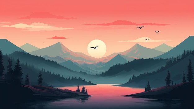 Photo epic scene mountains vectorial