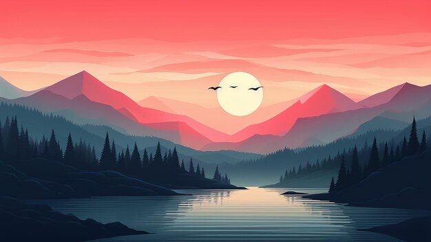 epic scene mountains vectorial