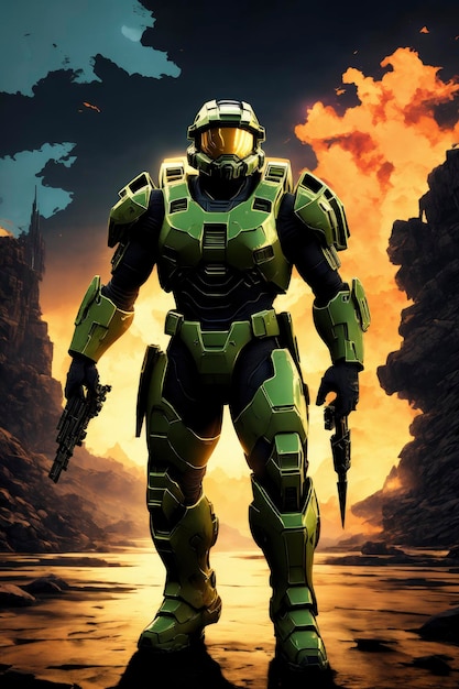 Epic stand of halo master chief