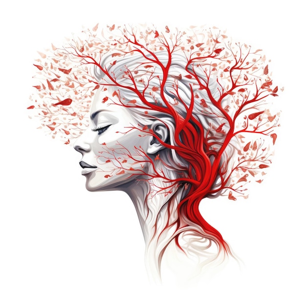 여름 서사시 교향곡 반 고흐의 은빛 여인과 붉은 새와 나뭇잎이 있는 생명나무
