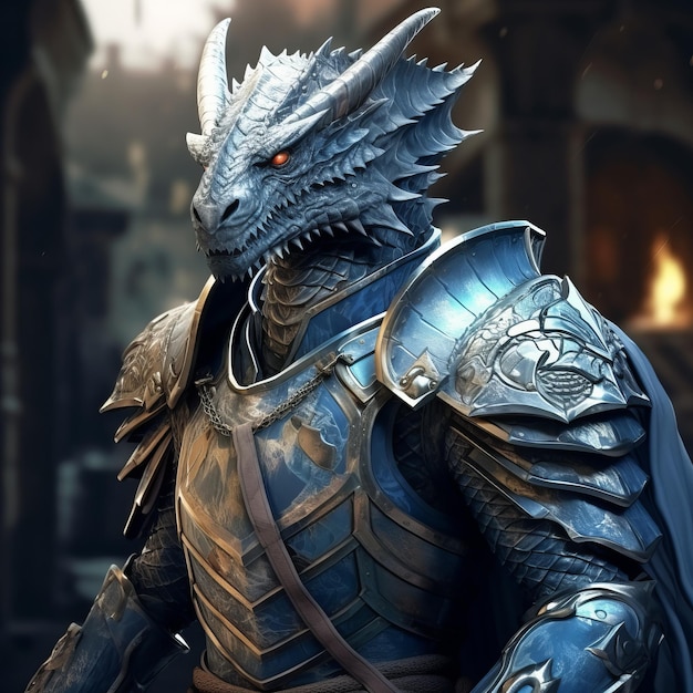 The Epic Tale of the Blue Dragonborn A Hyperrealistic 8K Adventure of a SoldierCleric Slaying Enem