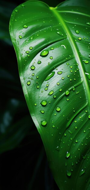 Epic Varigated Monstera Leaf Water Drops Generative AI