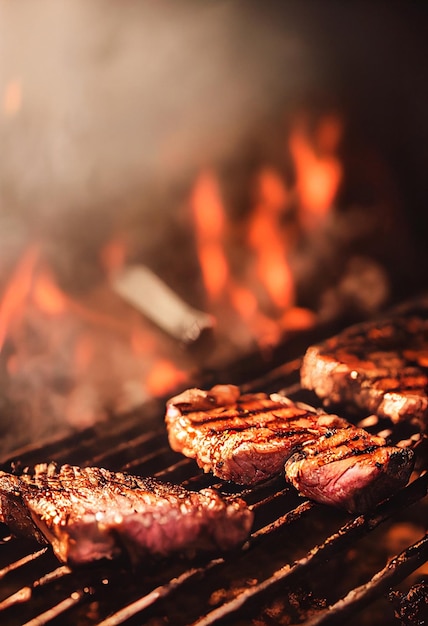 epische heerlijke houtskoolgrill steak barbecue